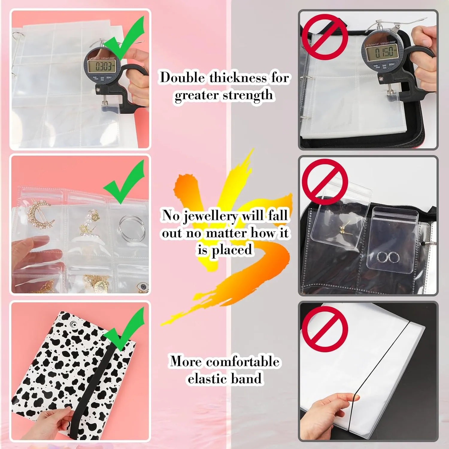 Large Transparent Jewelry Storage Book with 300 Pockets and 50 Jewelry Pouches,Travel Jewelry Organizer and Storage,Jewelry Binder Organizer for Earring,Bracelet,Necklace