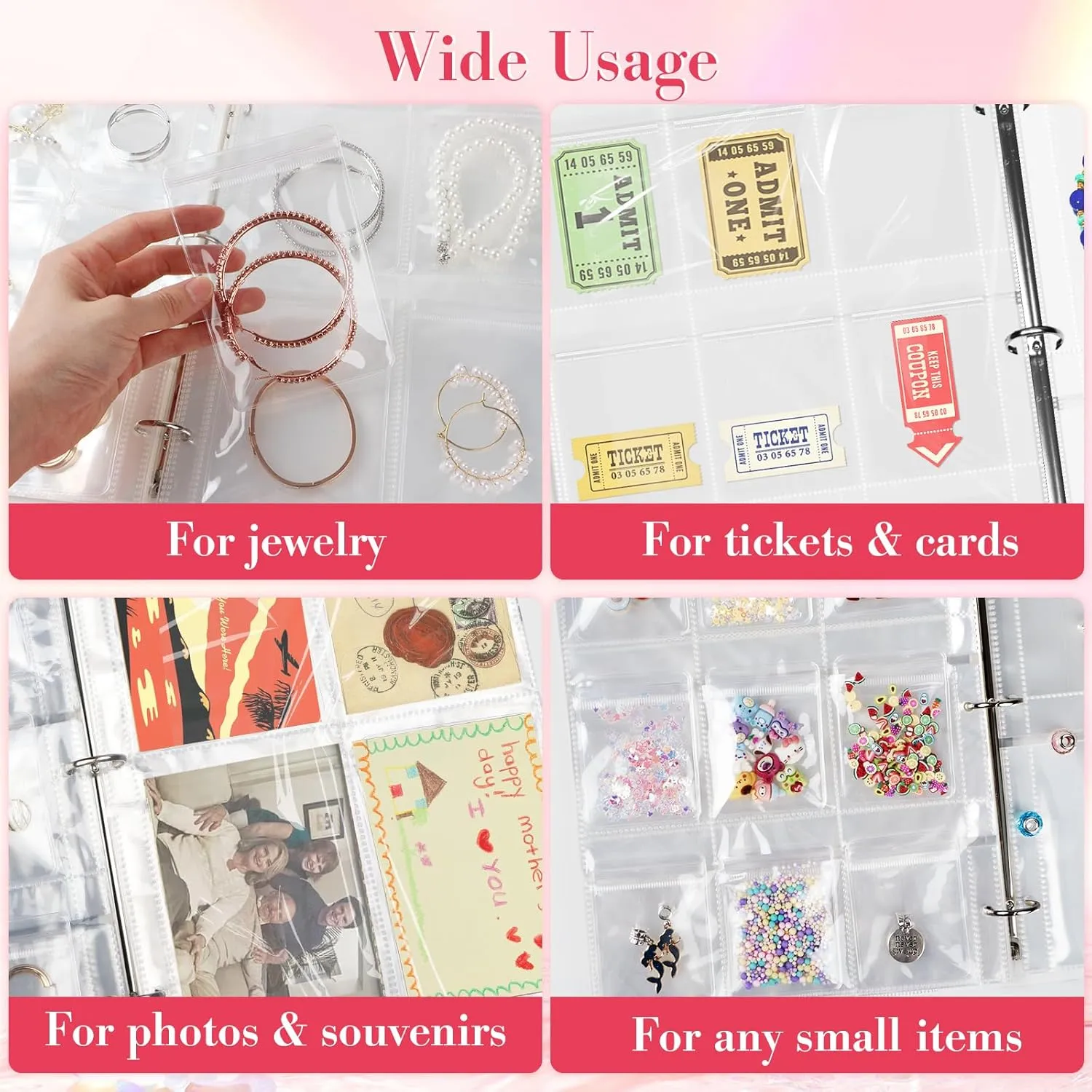 Large Transparent Jewelry Storage Book with 300 Pockets and 50 Jewelry Pouches,Travel Jewelry Organizer and Storage,Jewelry Binder Organizer for Earring,Bracelet,Necklace