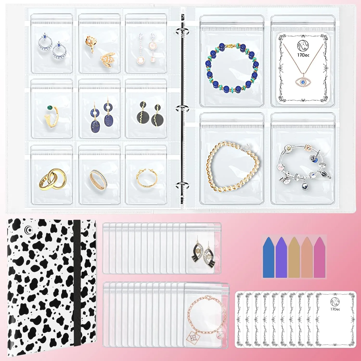 Large Transparent Jewelry Storage Book with 300 Pockets and 50 Jewelry Pouches,Travel Jewelry Organizer and Storage,Jewelry Binder Organizer for Earring,Bracelet,Necklace