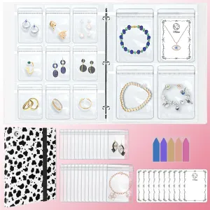 Large Transparent Jewelry Storage Book with 300 Pockets and 50 Jewelry Pouches,Travel Jewelry Organizer and Storage,Jewelry Binder Organizer for Earring,Bracelet,Necklace