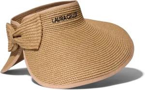 LAURA GELLER NEW YORK 40  Club Sun Visor Hat, Beige - Embroidered