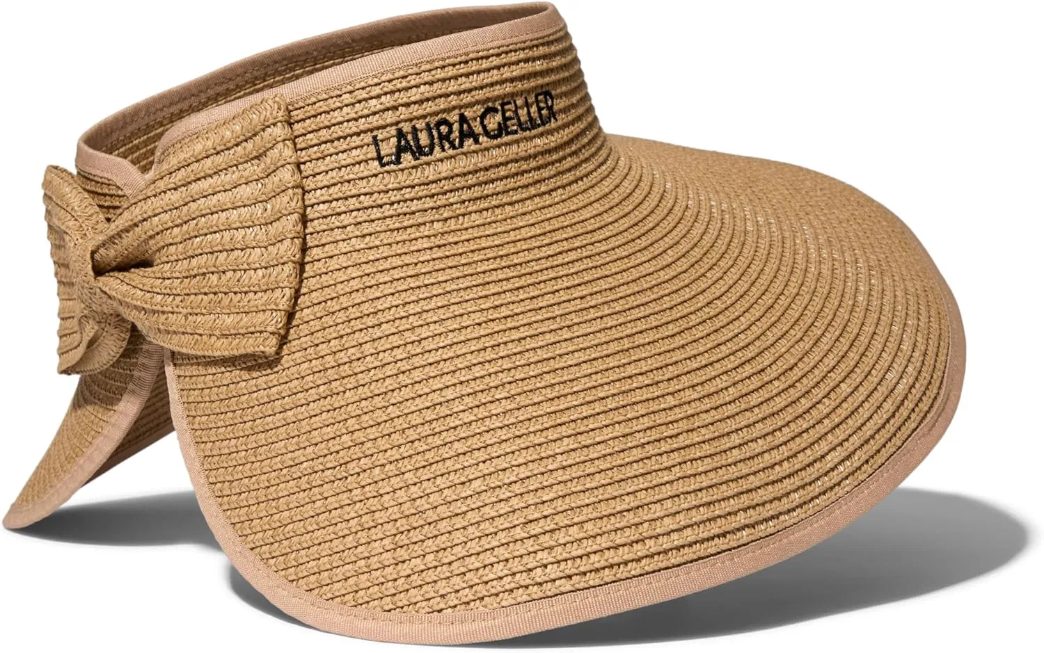 LAURA GELLER NEW YORK 40  Club Sun Visor Hat, Beige - Embroidered