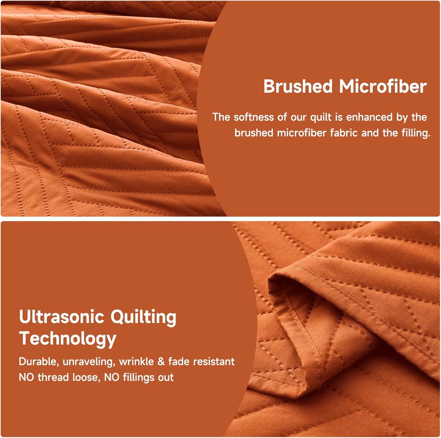 Lavsiry Burnt Orange Quilt Twin Size with Striped Pattern, Lightweight Soft Summer Thin Microfiber Bedspread & Coverlet Bedding Set for All Seasons - 2 Piece(1 Quilt, 1 Pillow Sham)