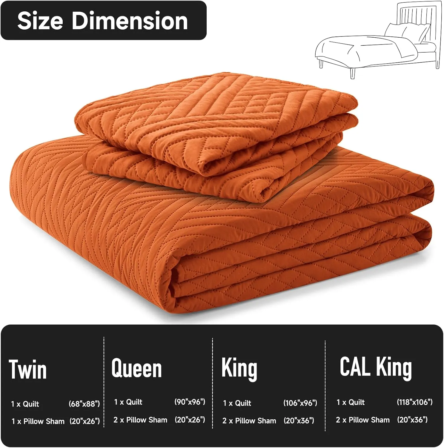 Lavsiry Burnt Orange Quilt Twin Size with Striped Pattern, Lightweight Soft Summer Thin Microfiber Bedspread & Coverlet Bedding Set for All Seasons - 2 Piece(1 Quilt, 1 Pillow Sham)