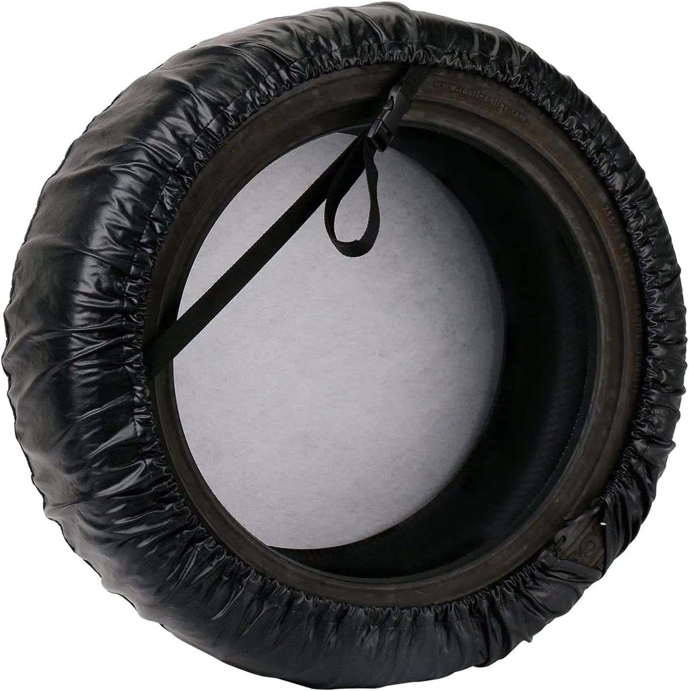 Leader Accessories Universal Spare Tire Cover with Buckle Strap Waterproof for Jeep, Trailer, RV, Truck and All Car Wheel (Black Ultimate, 24"-26" Dia.)