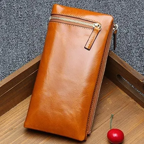 Leather Wallet Pu Leather Women's Wallet Fashion Large Capacity Long Purse Clutch for Girls Convenient Coin Pocket Card Holder Large Capacity (Blue,8.5x19cm)