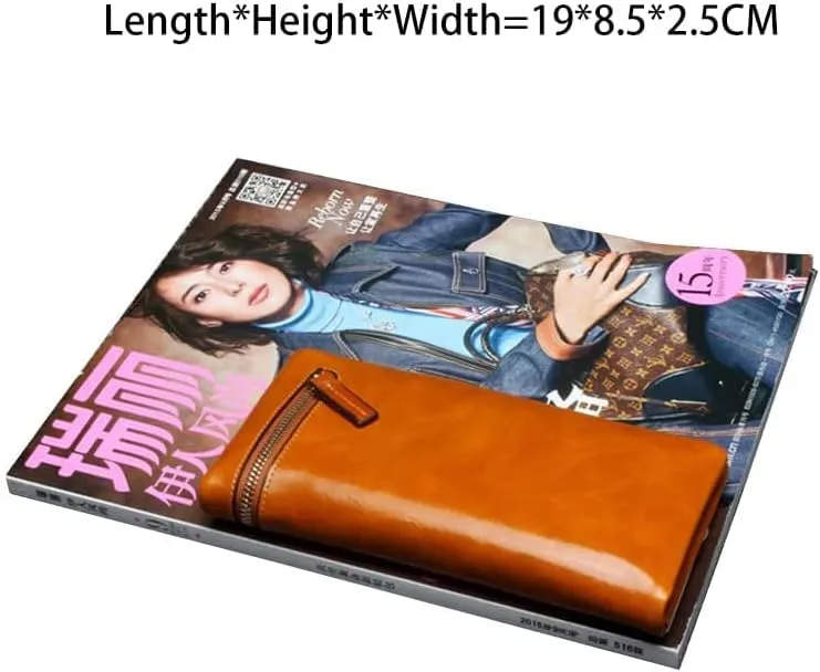 Leather Wallet Pu Leather Women's Wallet Fashion Large Capacity Long Purse Clutch for Girls Convenient Coin Pocket Card Holder Large Capacity (Blue,8.5x19cm)