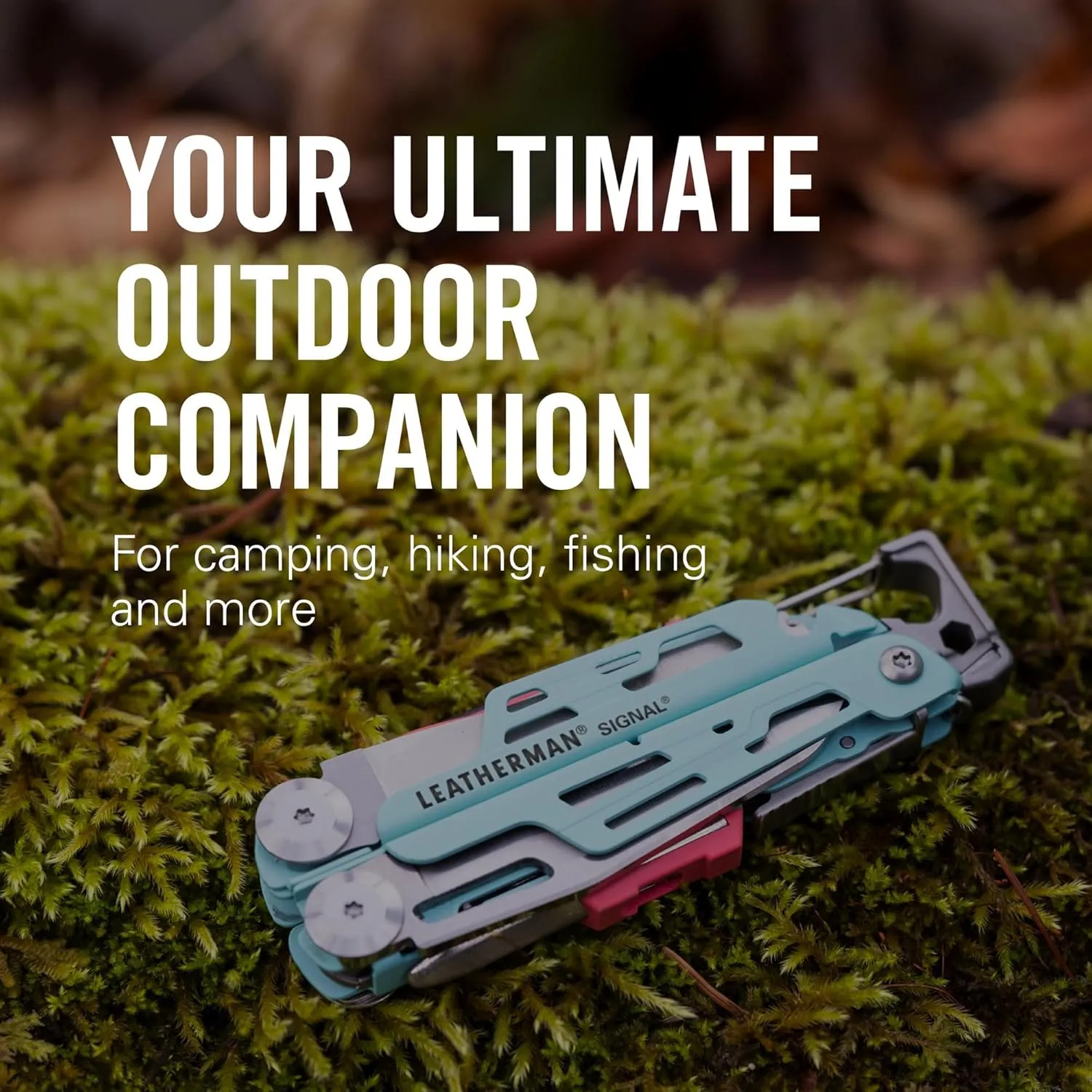 LEATHERMAN, Signal, 19-in-1 Multi-tool for Outdoors, Camping, Hiking, Fishing, Survival, Durable & Lightweight EDC, Made in the USA, Aqua/Silver with Nylon Sheath