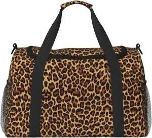 leopard patterned wallpaper Print Travel Duffle Bag Large Capacity Tote Stylish Weekender Bag for Outdoor Activities
