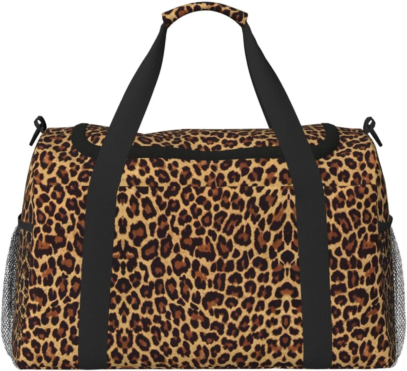 leopard patterned wallpaper Print Travel Duffle Bag Large Capacity Tote Stylish Weekender Bag for Outdoor Activities