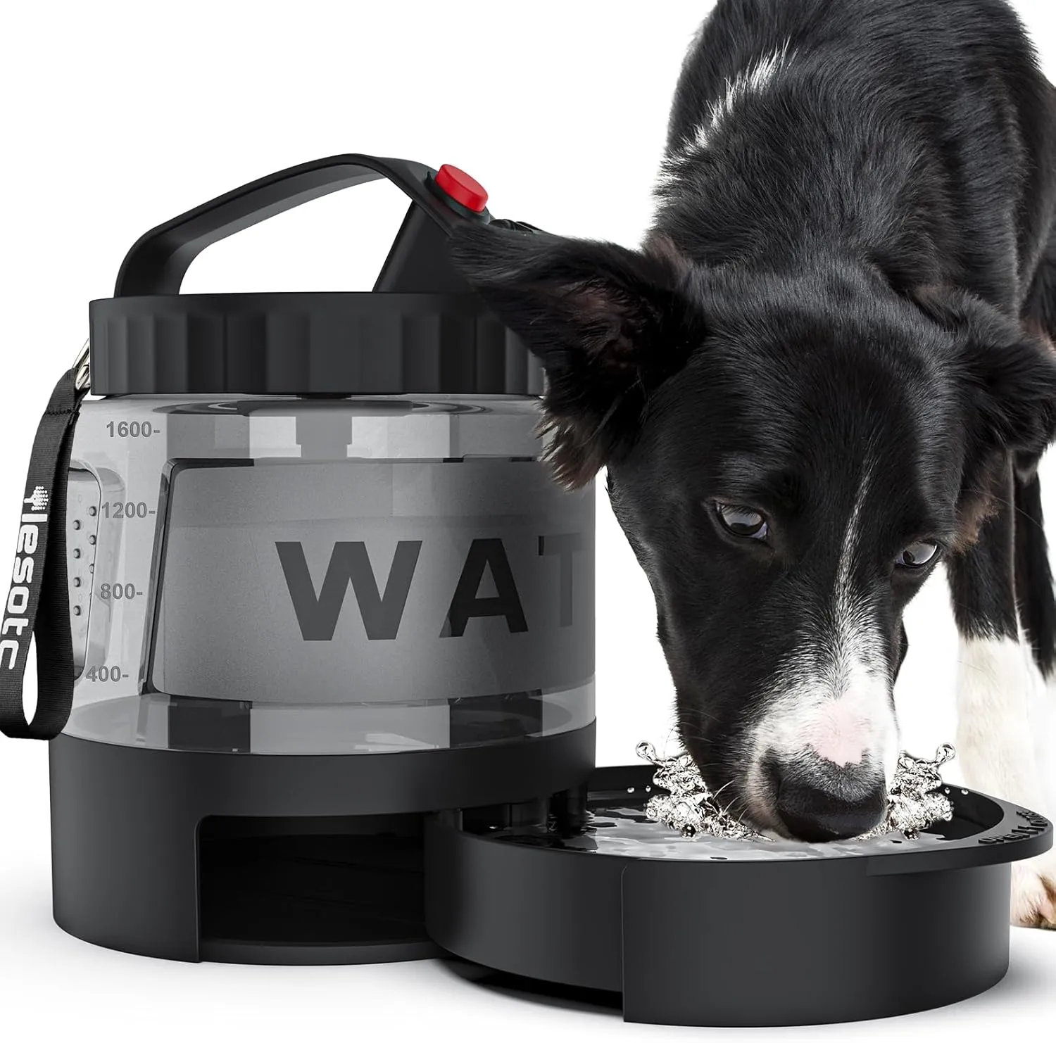 lesotc Portable Dog Water Bottle, 56oz Large Travel Water Bowl Dispenser for Dogs Camping Beach Walking Essentials, Big Pet Bottles Hiking Traveling Park Car Trips Accessories for On The Go, BPA Free