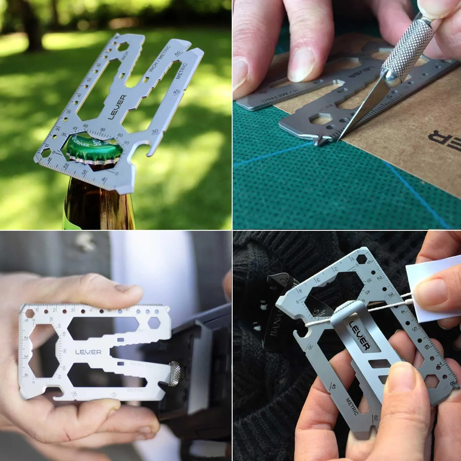 Lever Gear Toolcard Pro - 40 in 1 Credit Card Multitool. Slim, Minimalist Survival Card Wallet Tool Card. TSA Approved Multitool Card Pocket Tool. (Black)