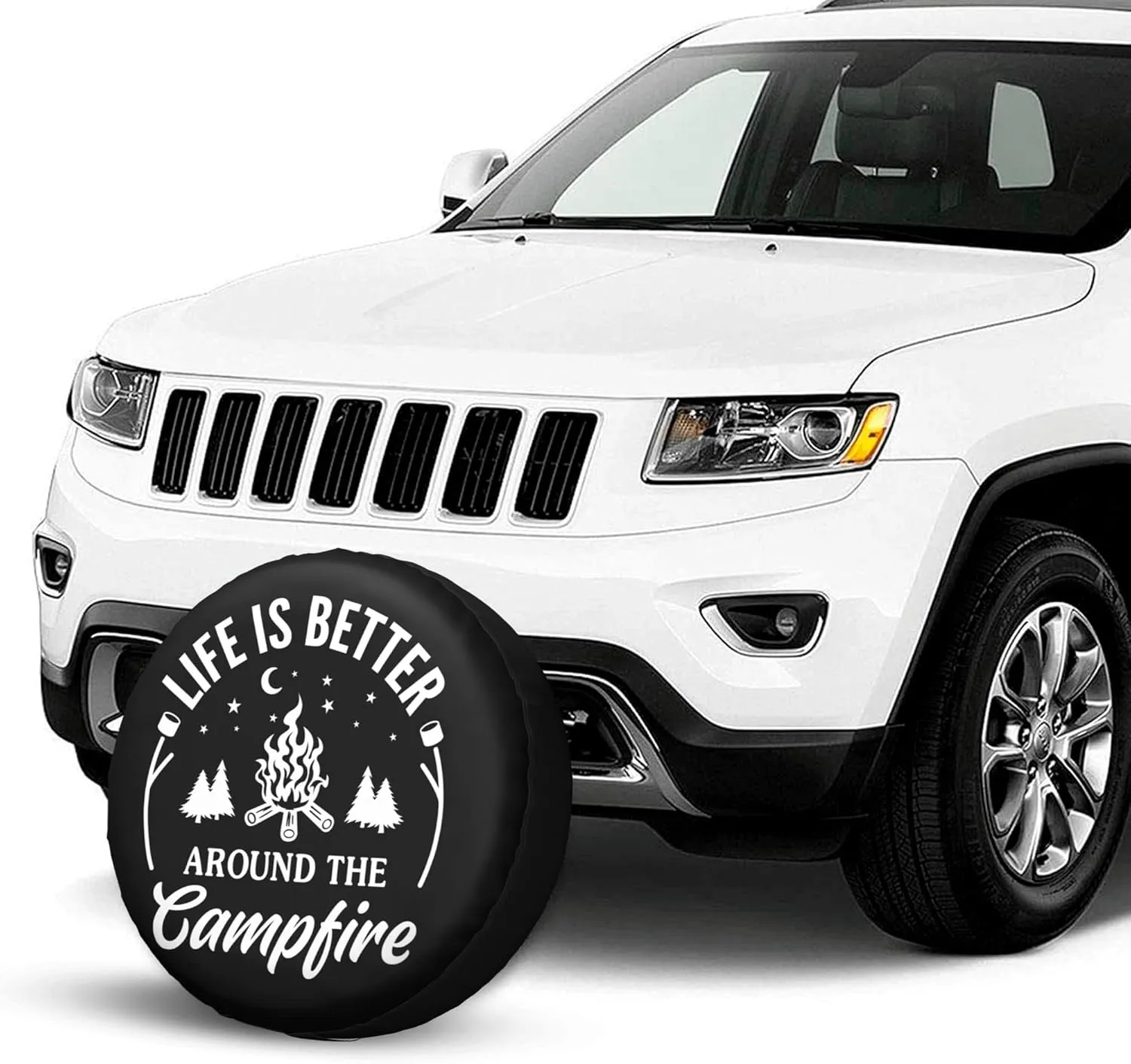 Life is Better Around The Campfire Rv Spare Tire Cover for RV Trailer Camper Wheel Protectors Weatherproof Universal for Trailer Rv SUV Truck Travel Trailers (17 inch)