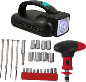 LIFKOME Multi-Mode Toolbox Flashlight Led Portable Camping Home Emergency Working Tool Kit 24-Piece