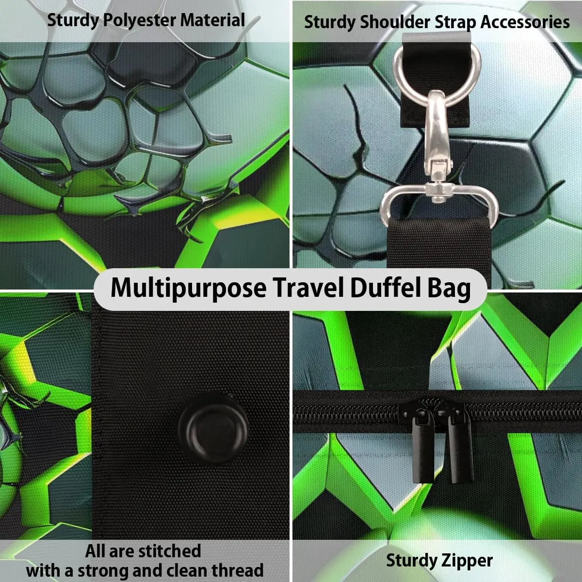 Light Wall Football Travel Duffel Bag for Women Men Waterproof Foldable Overnight Weekender Bag Large Capacity Sports Gym Bag
