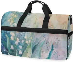 Lilies Of The Valley 4 Travel Duffel Bag Luggage Sports Gym Bags With Shoes Compartment Large Capacity Lightweight Duffle Bag For Men Women