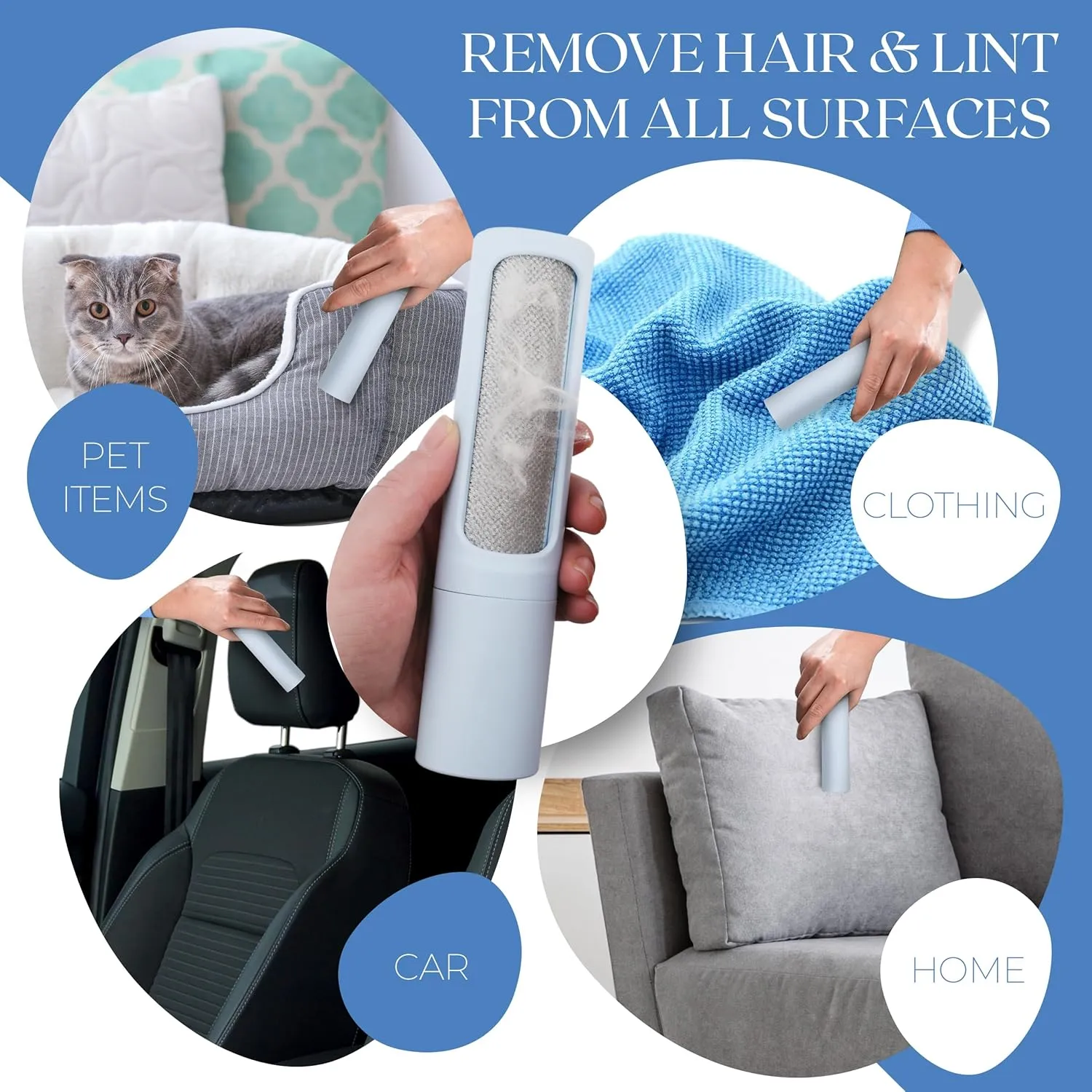 Lint & Pet Hair Remover Brush-Hair Lint Remover for Dogs Cats-Effortlessly Removes Fur and Lint-Reusable-Great for Yoga Pants,Furniture & Carpets(Cotton Candy)