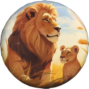 Lion Grassland Spare Tire Cover Weatherproof Wheel Protectors Universal Fit for Trailer Rv SUV Truck Camper Travel Trailer