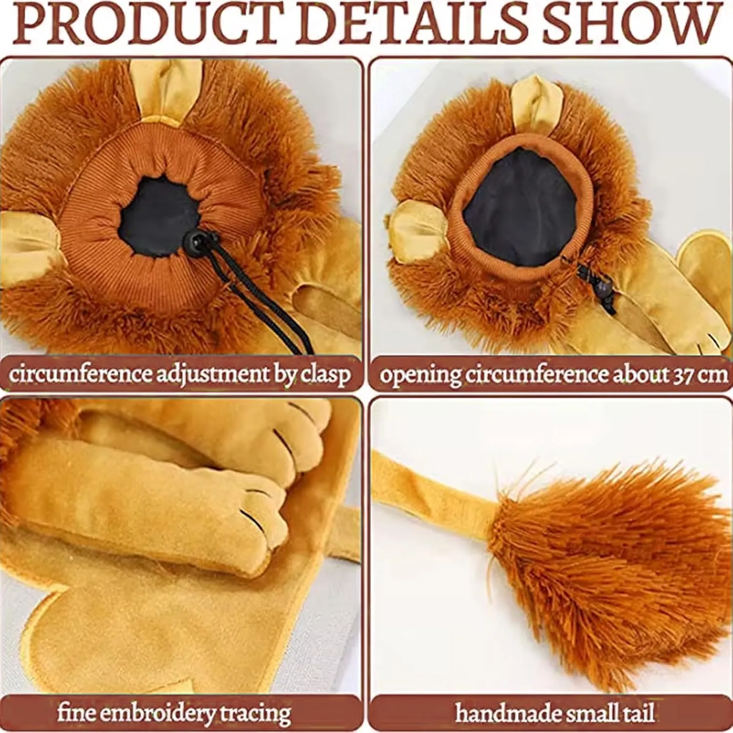 Lion Shaped Show Head Pet Canvas Shaped Shoulder Bag Breathable Portable Pet Outing Carrying Bag for Travel Camping (S)