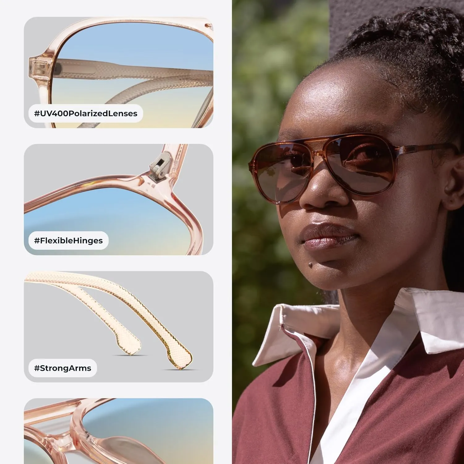 livho Trendy Polarized Aviator Sunglasses Women Men, Retro Sun Glasses for Women Men 2025, Oversized UV Protection Shades