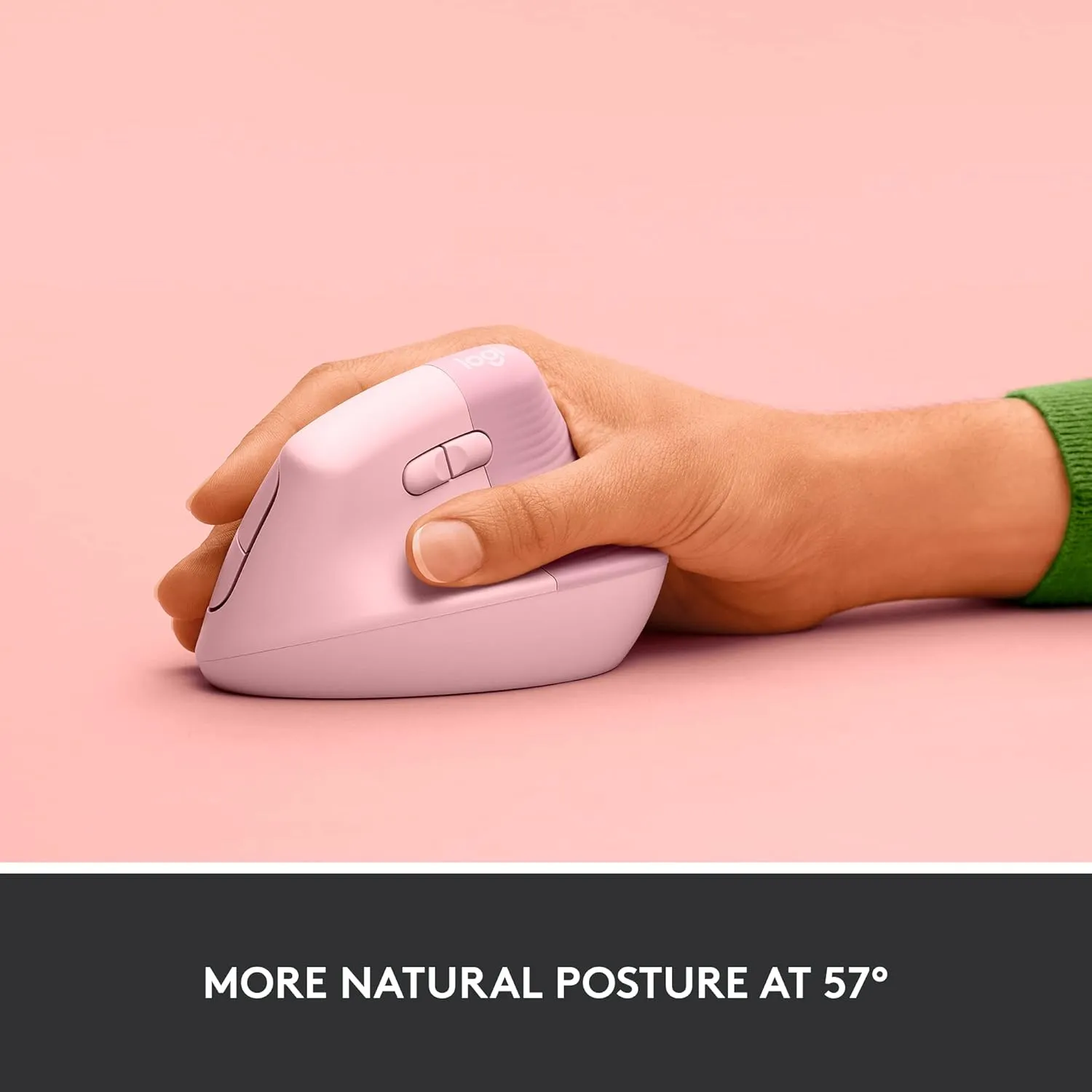 Logitech Lift Vertical Ergonomic Mouse, Wireless, Bluetooth or Logi Bolt USB receiver, Quiet clicks, 4 buttons, compatible with Windows/macOS/iPadOS, Laptop, PC - Rose