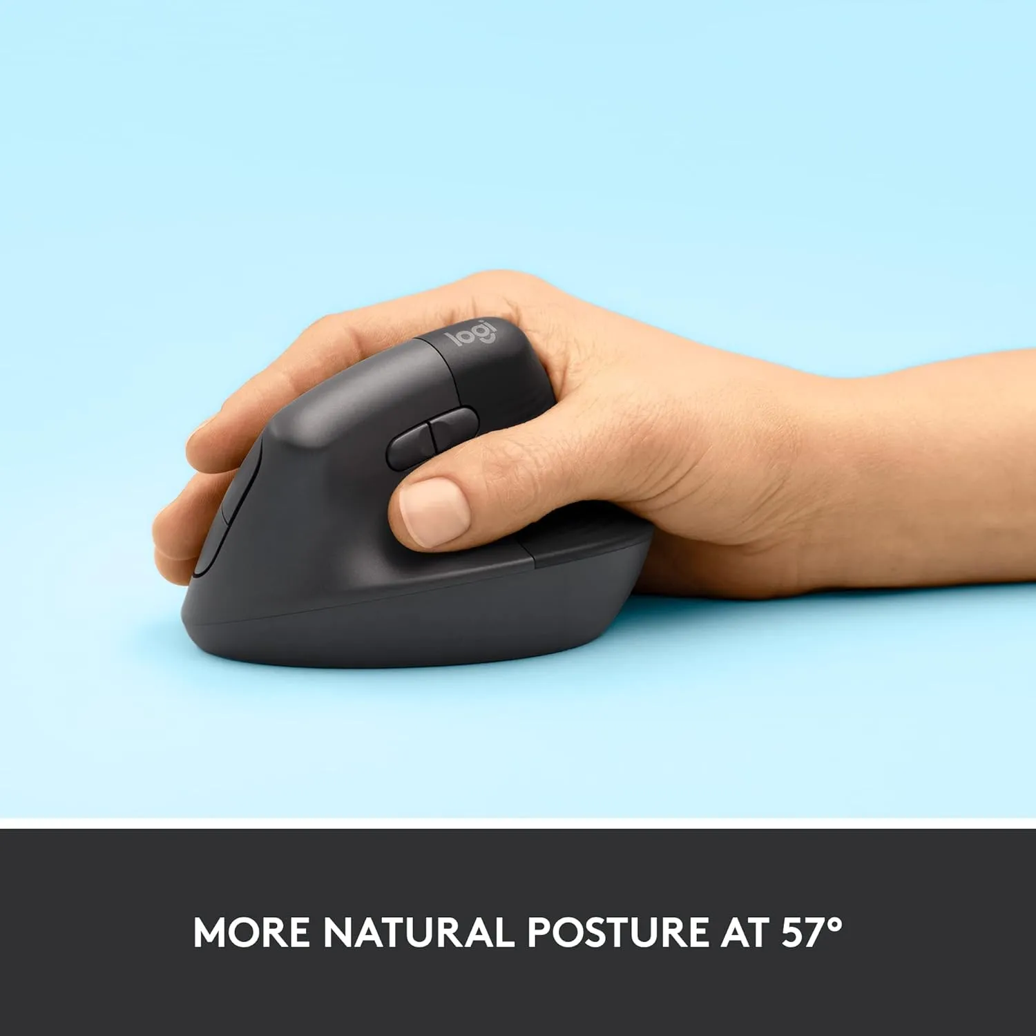 Logitech Lift Vertical Ergonomic Mouse, Wireless Bluetooth or USB Receiver, Quiet Clicks, 4 Buttons, Right Hand Wireless Mouse, Windows/macOS/iPadOS, Laptop, PC - Graphite