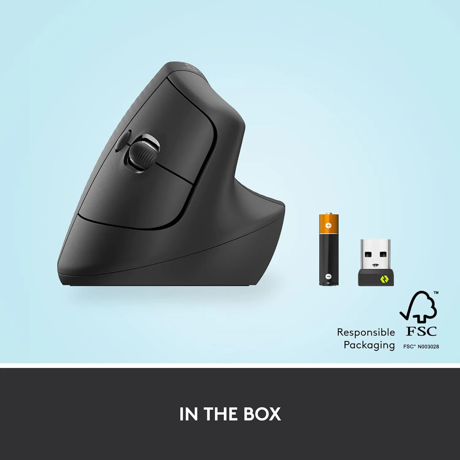 Logitech Lift Vertical Ergonomic Mouse, Wireless Bluetooth or USB Receiver, Quiet Clicks, 4 Buttons, Right Hand Wireless Mouse, Windows/macOS/iPadOS, Laptop, PC - Graphite