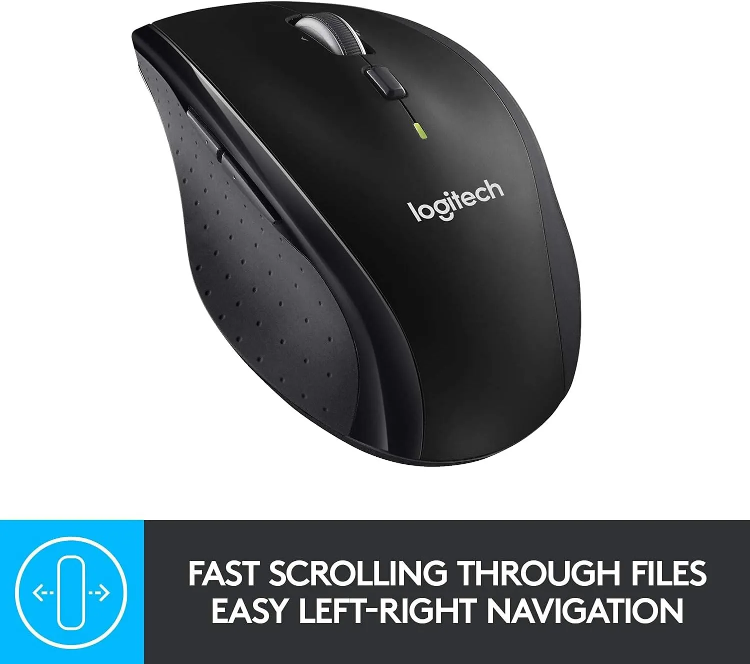Logitech M705 Wireless Marathon Mouse for PC - Long 3 Year Battery Life, Ergonomic Shape with Hyper-Fast Scrolling and USB Unifying Receiver for Computer and Laptop - Black (Renewed)