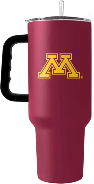 Logo Brands NCAA Minnesota Golden Gophers 40oz Flipside Powder Coat Tumbler - Double-Wall Insulated, Reusable Straw, Rugged Handle