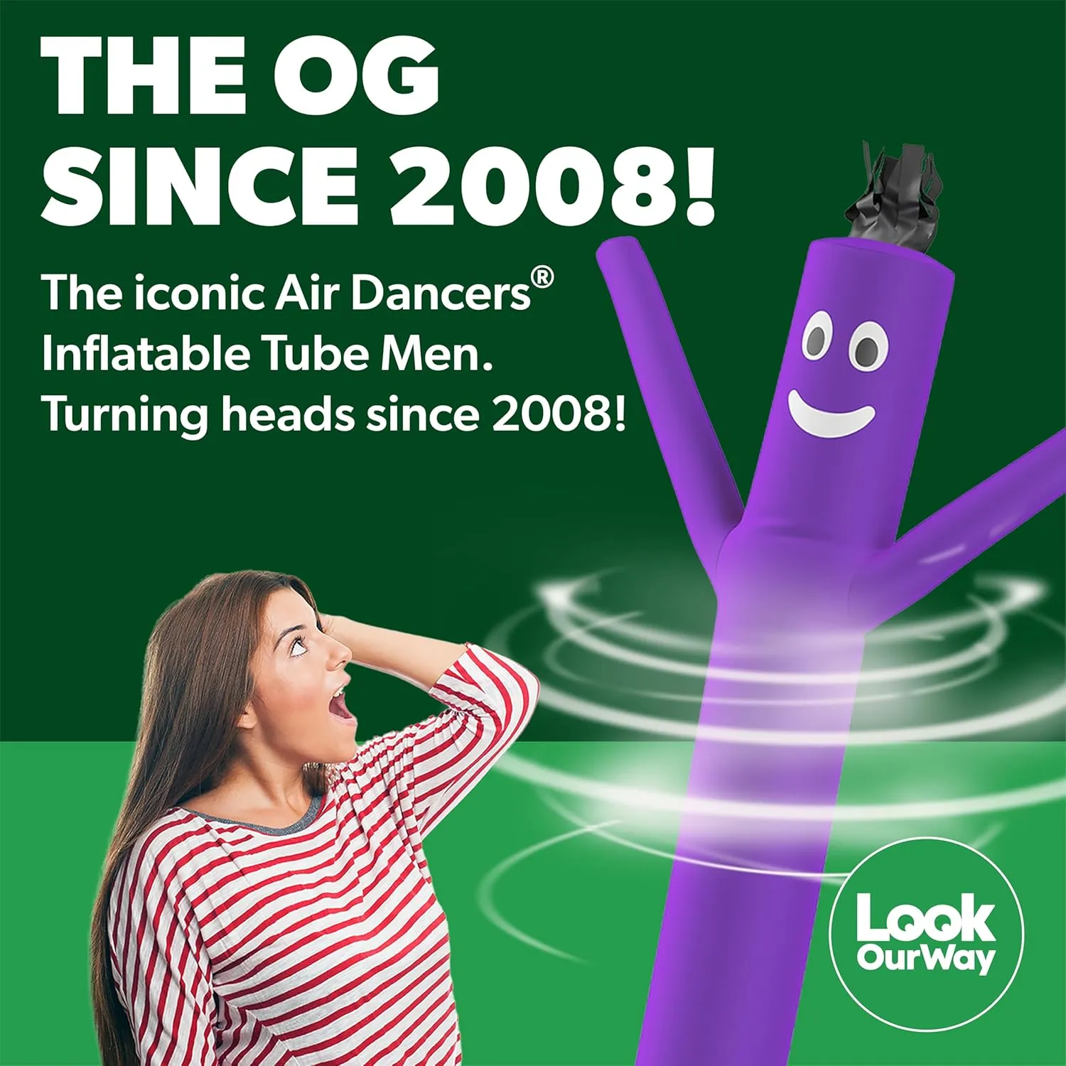 LookOurWay Air Dancers Wacky Waving Inflatable Tube Man Set - 10 Feet Tall Inflatable Dancing Man with Blower - Purple