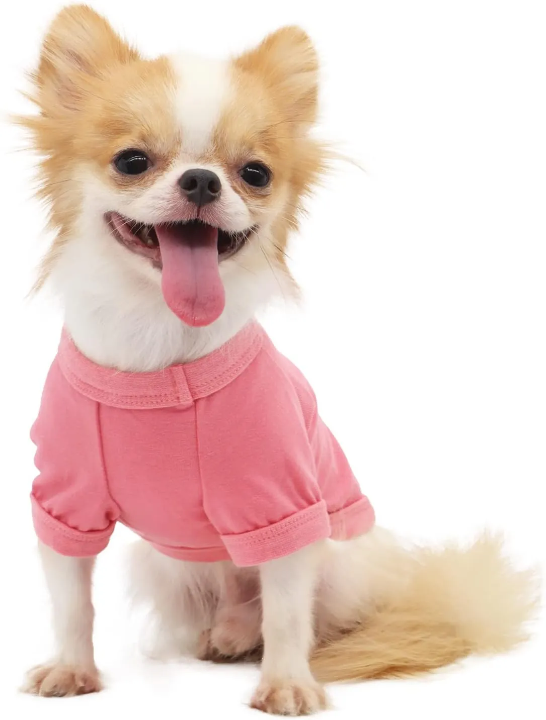 LOPHIPETS 100% Cotton Dog Tee Shirt for Small Dogs Chihuahua Puppy Clothes-Pink/L