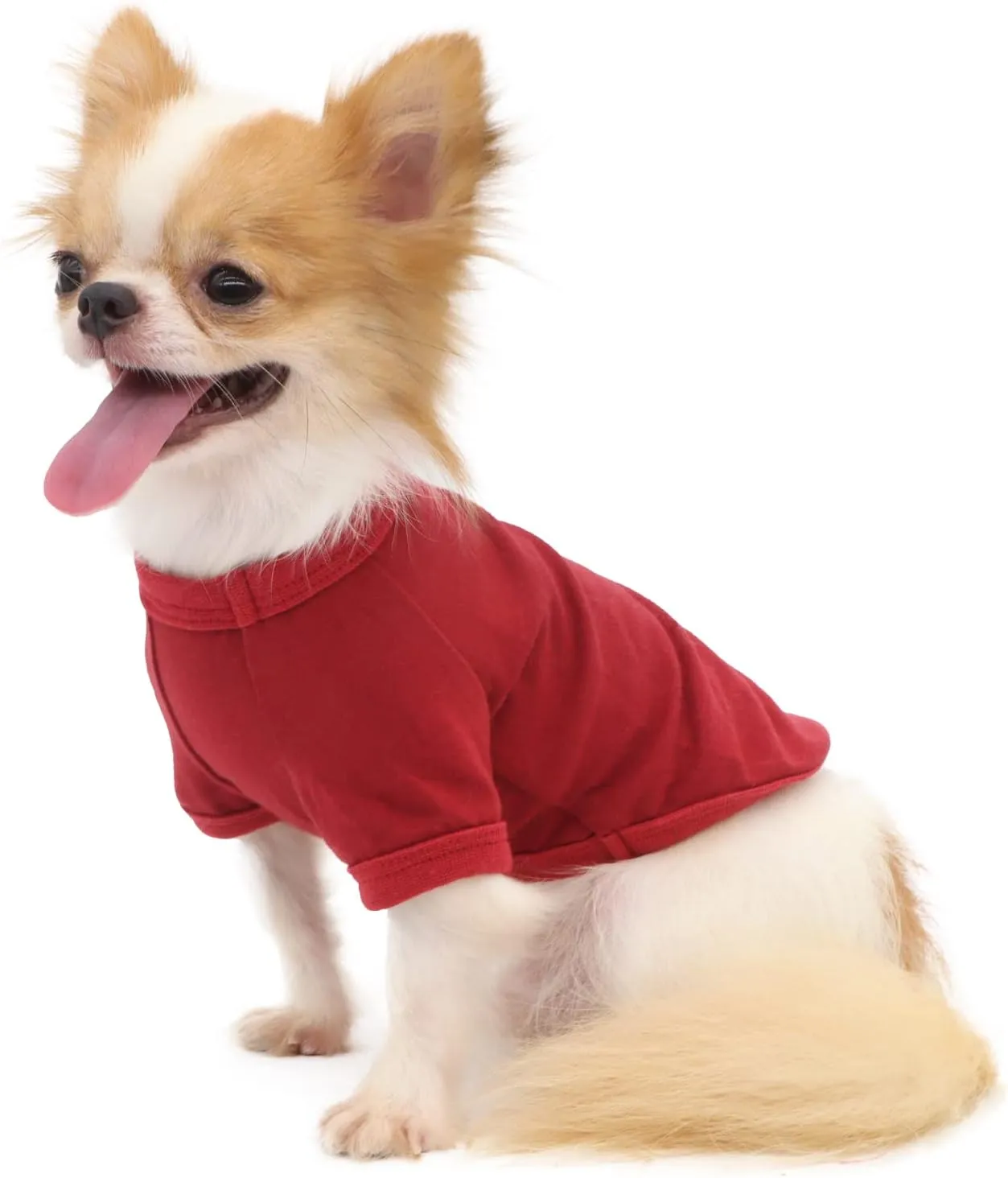 LOPHIPETS 100% Cotton Dog Tee Shirt for Small Dogs Chihuahua Puppy Clothes-Red/L