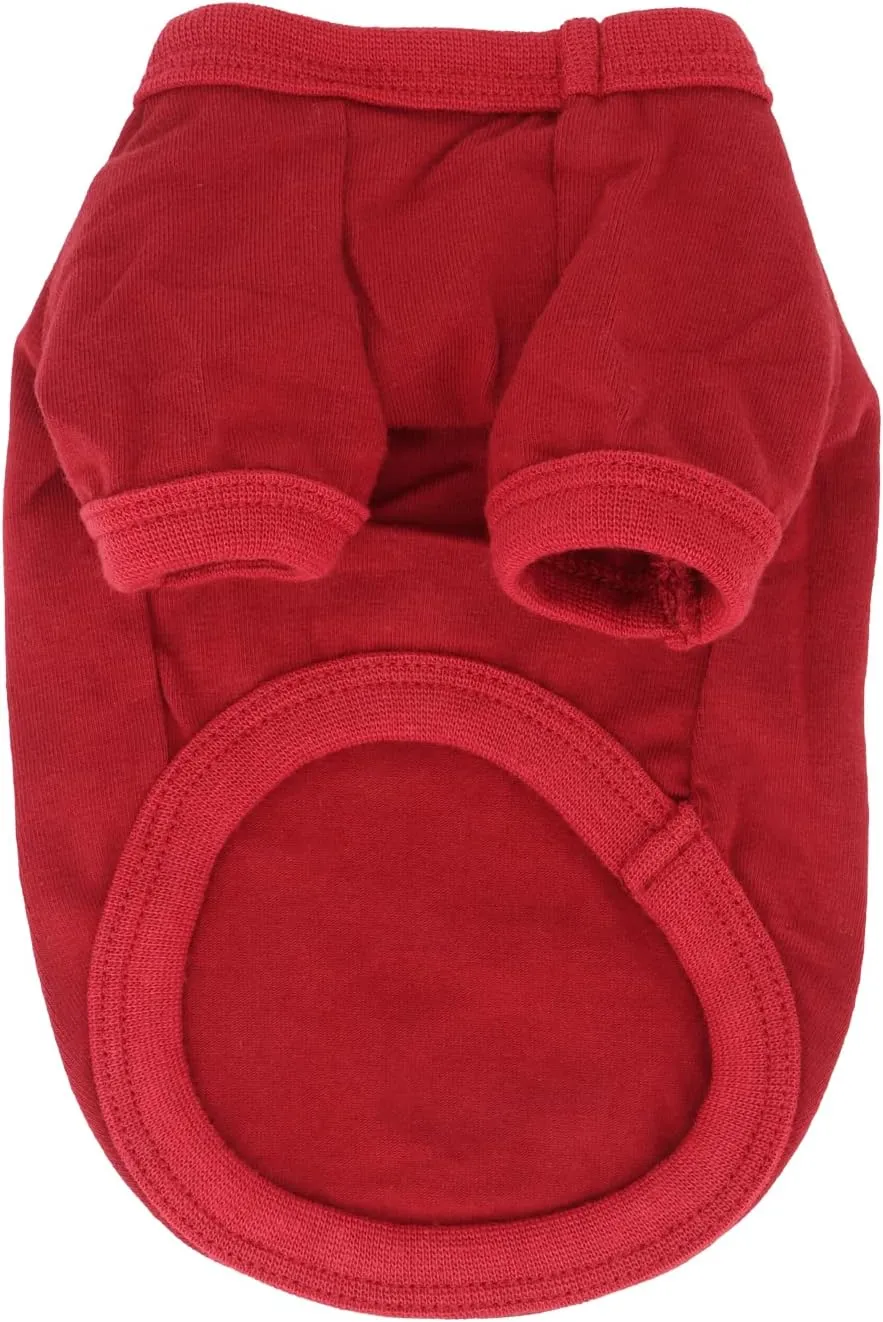 LOPHIPETS 100% Cotton Dog Tee Shirt for Small Dogs Chihuahua Puppy Clothes-Red/L