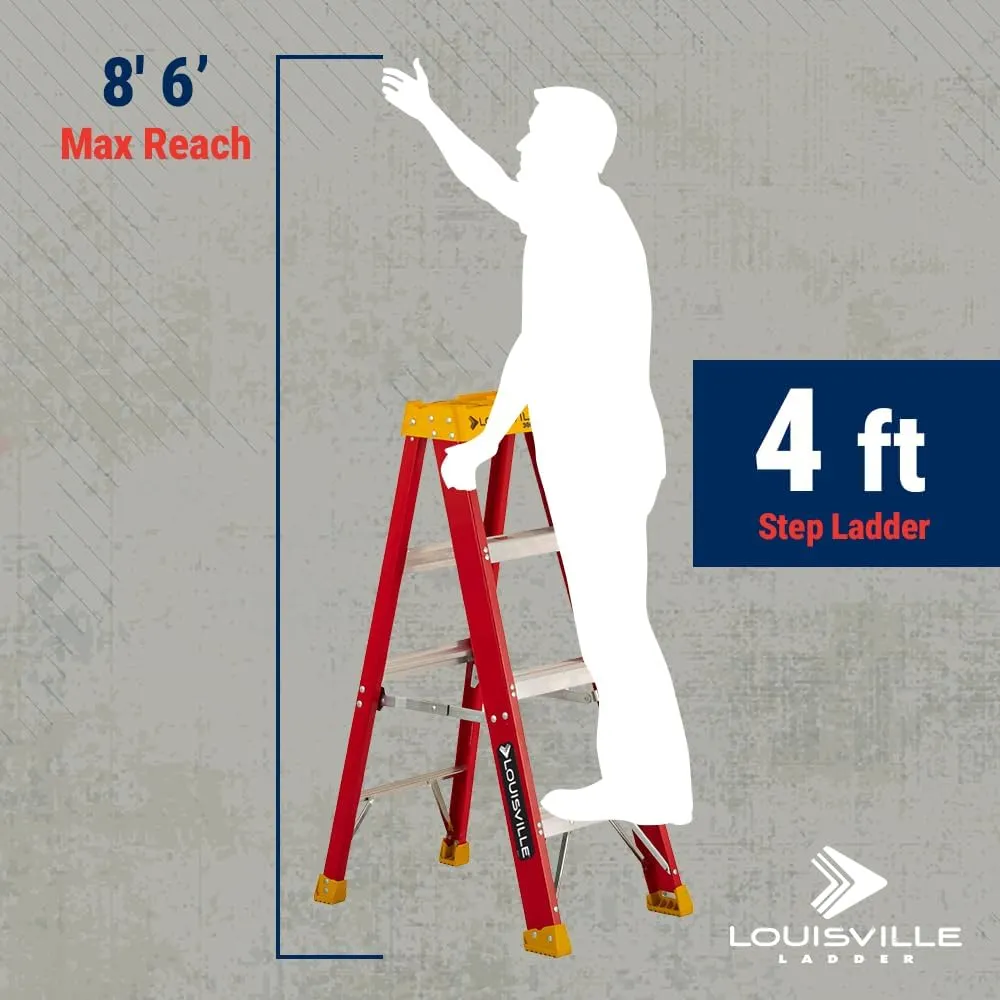 Louisville Ladder 4-Foot Fiberglass Step Ladder, 300-Pound Load Capacity, Type IA, L-3016-04