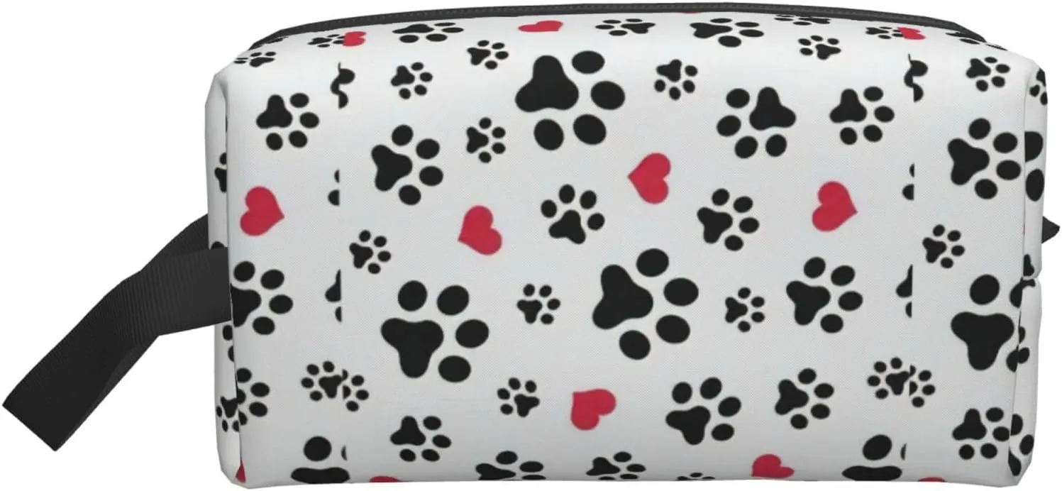 Love Cat Paw Heart Puppy Foot Print Print Travel Toiletry Organizer Bag, Cosmetic & Storage Pouch For Travel And Daily Use