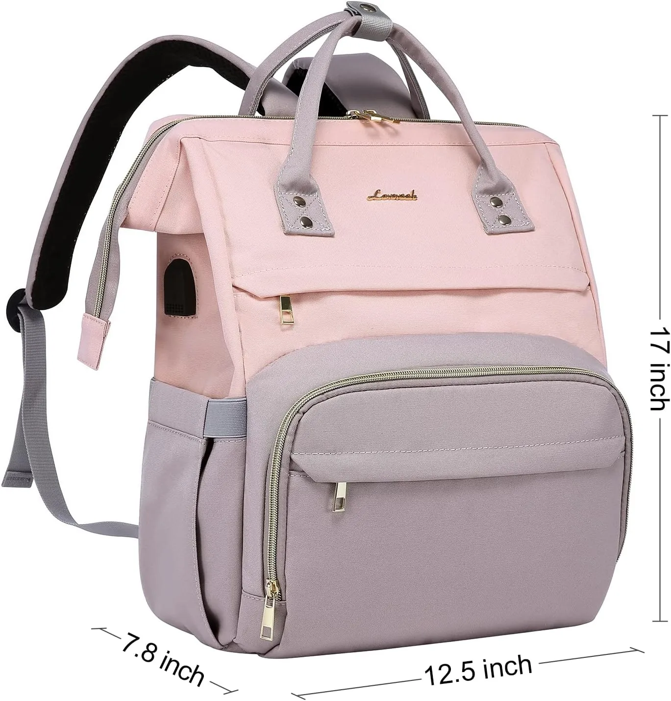 LOVEVOOK Backpack for Women fit 17-inch Laptop, Large Backpack Purse with USB Port, Waterproof Travel Work Bag, Teacher Doctor Nurse Backpack, Pink-Taro Purple