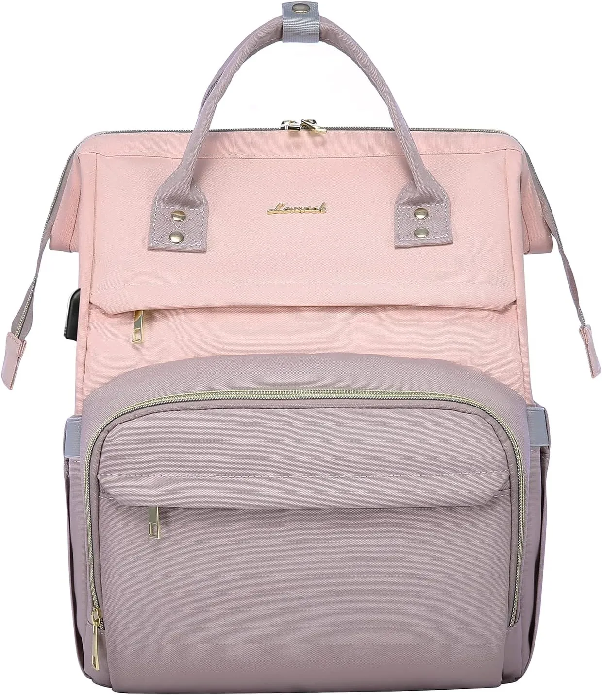 LOVEVOOK Backpack for Women fit 17-inch Laptop, Large Backpack Purse with USB Port, Waterproof Travel Work Bag, Teacher Doctor Nurse Backpack, Pink-Taro Purple