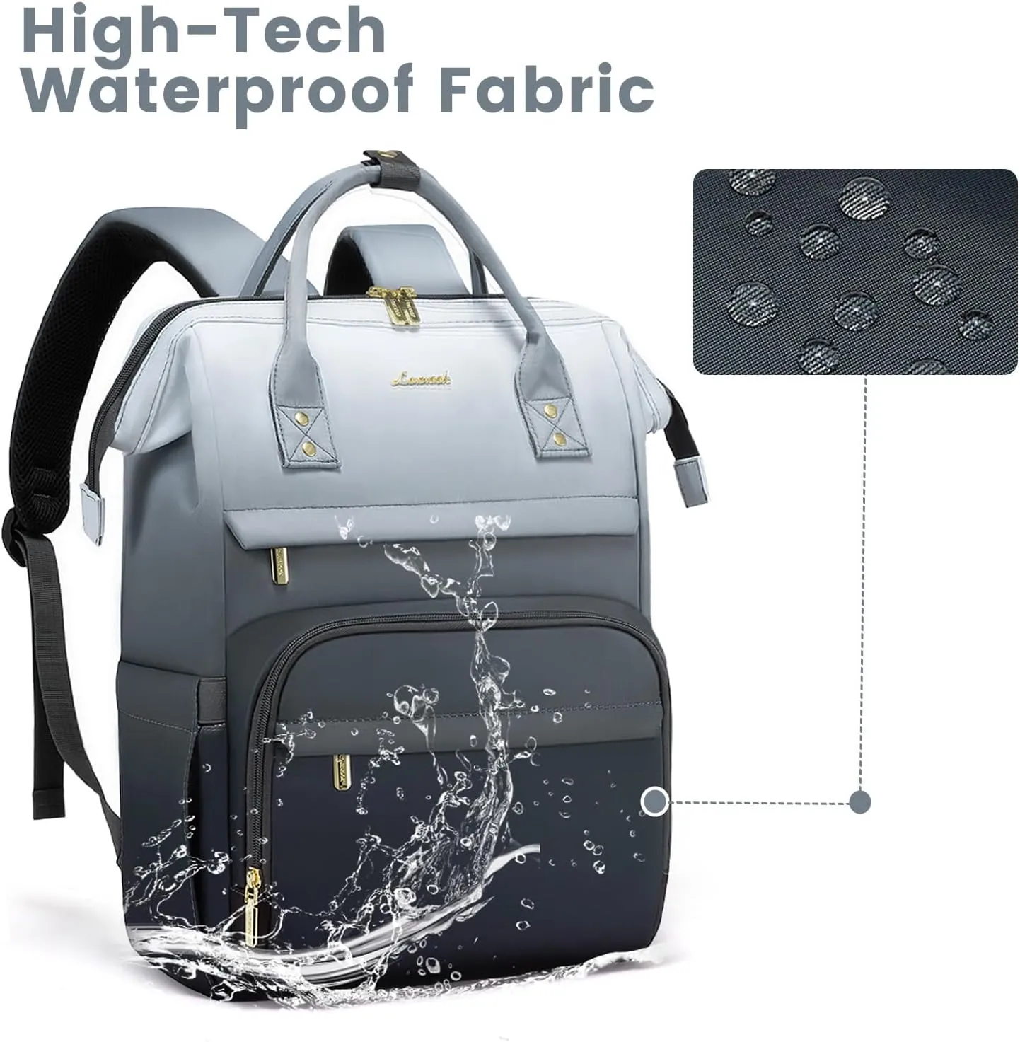 LOVEVOOK Gradient Laptop Backpack for Women,17.3 Inch Work Computer Bakcpack Purse Laptop Bag With Anti-Theft Pocket,Waterproof Carry on Teacher College Backpack for Travel,Black-White-Gray