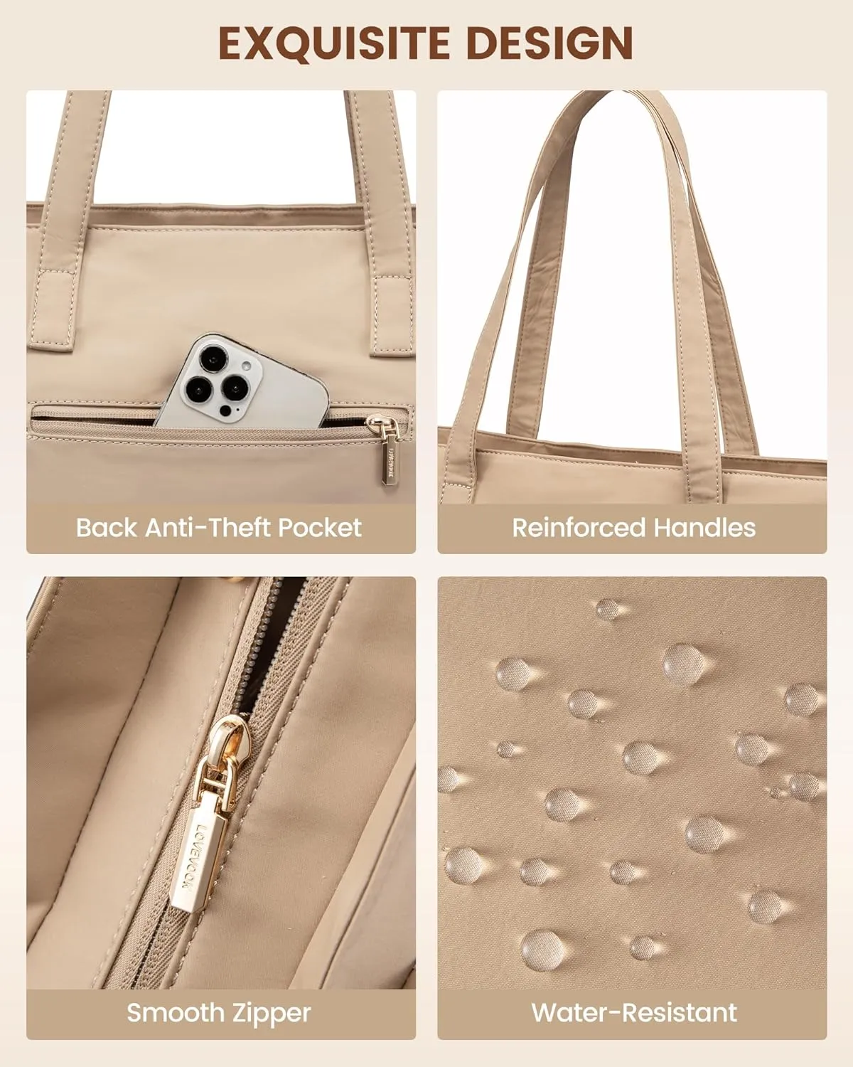 LOVEVOOK Work Tote with Laptop Compartment for Nurse Travel Commuter, Gym Bag with Yoga Mat Strap