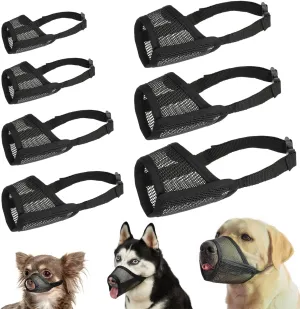 LUCKYPAW Dog Muzzle Suits for Small Medium Large Dogs, Mesh Muzzle Pack Anti Biting Chewing, Breathable Mouth Guard Sets with Adjustable Strap for Grooming Walking Vet Visiting(7 Pieces)