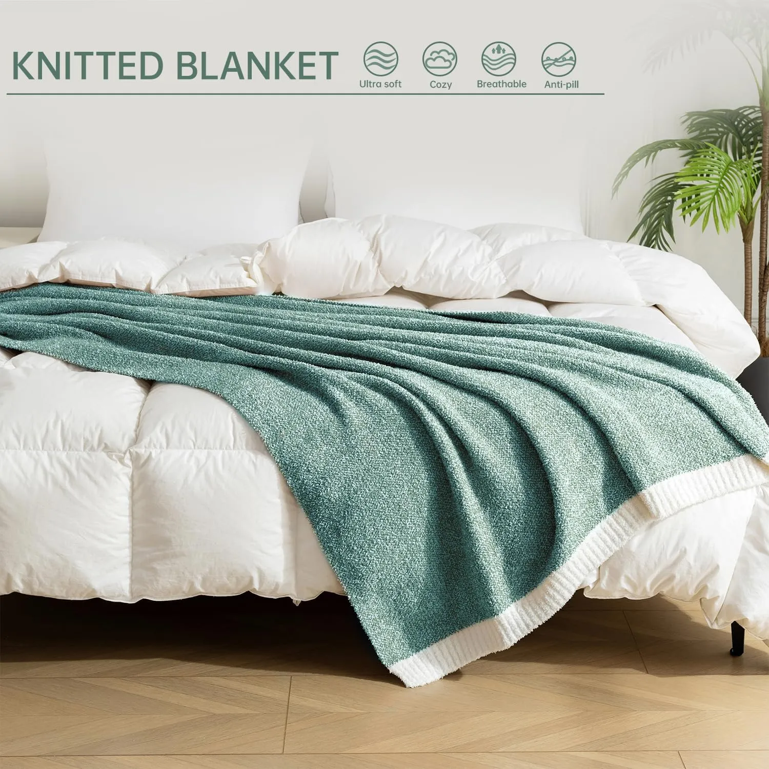 LURKA Fine Knit Throw Blanket - Super Soft Breathable Lightweight Blanket for Couch Bed Sofa (Grayish Blue, Throw(50"x 60"))