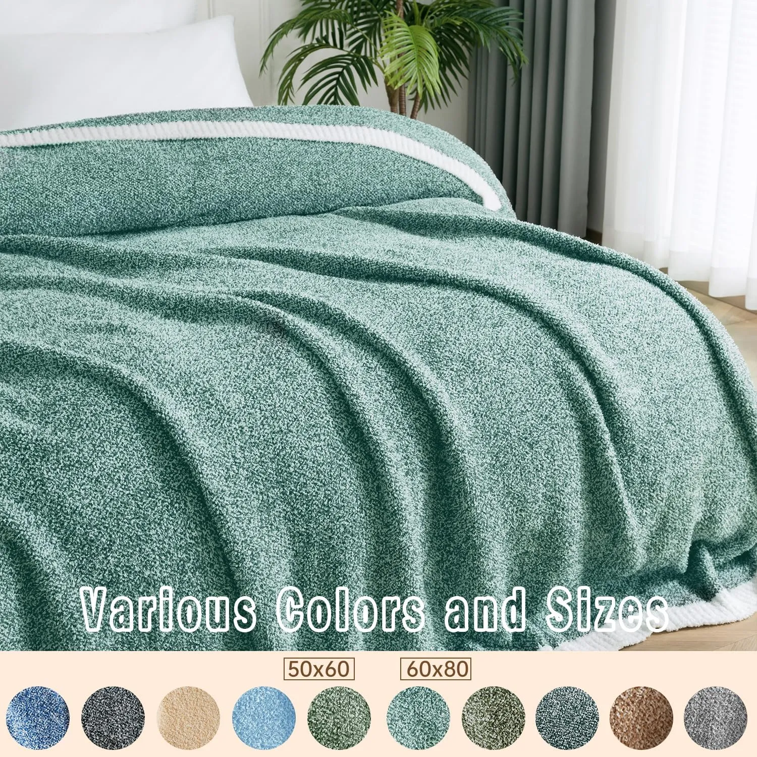 LURKA Fine Knit Throw Blanket - Super Soft Breathable Lightweight Blanket for Couch Bed Sofa (Grayish Blue, Throw(50"x 60"))