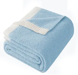 LURKA Fine Knit Throw Blanket - Super Soft Breathable Lightweight Blanket for Couch Bed Sofa (Mid-Blue, Throw(50"x 60"))