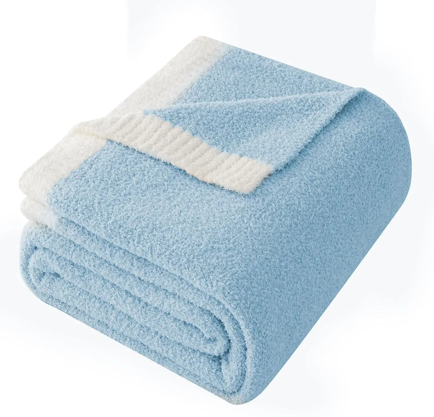 LURKA Fine Knit Throw Blanket - Super Soft Breathable Lightweight Blanket for Couch Bed Sofa (Mid-Blue, Throw(50"x 60"))