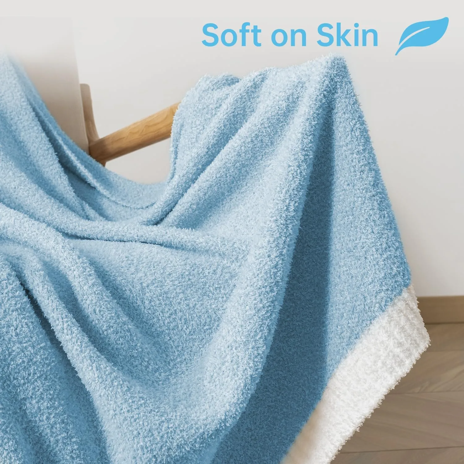 LURKA Fine Knit Throw Blanket - Super Soft Breathable Lightweight Blanket for Couch Bed Sofa (Mid-Blue, Throw(50"x 60"))