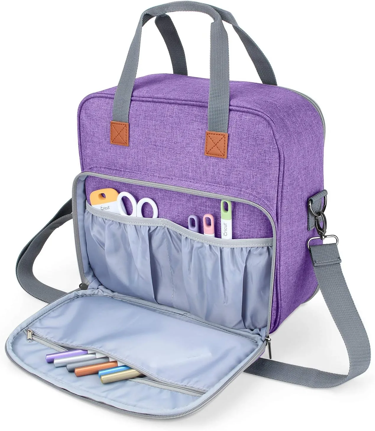 LUXJA Carrying Case Compatible with Cricut Easy Press (9 inches x 9 inches), Tote Bag Compatible with Cricut Easy Press and Supplies (Bag Only, Patent Design), Purple