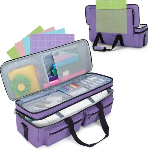 LUXJA Double-Layer Bag with Cutting Mat Pocket for Cricut Explore Air (Air2) and Maker, Carrying Bag Compatible with Cricut Die-Cut Machine and Supplies (Bag Only, Patent Design), Purple