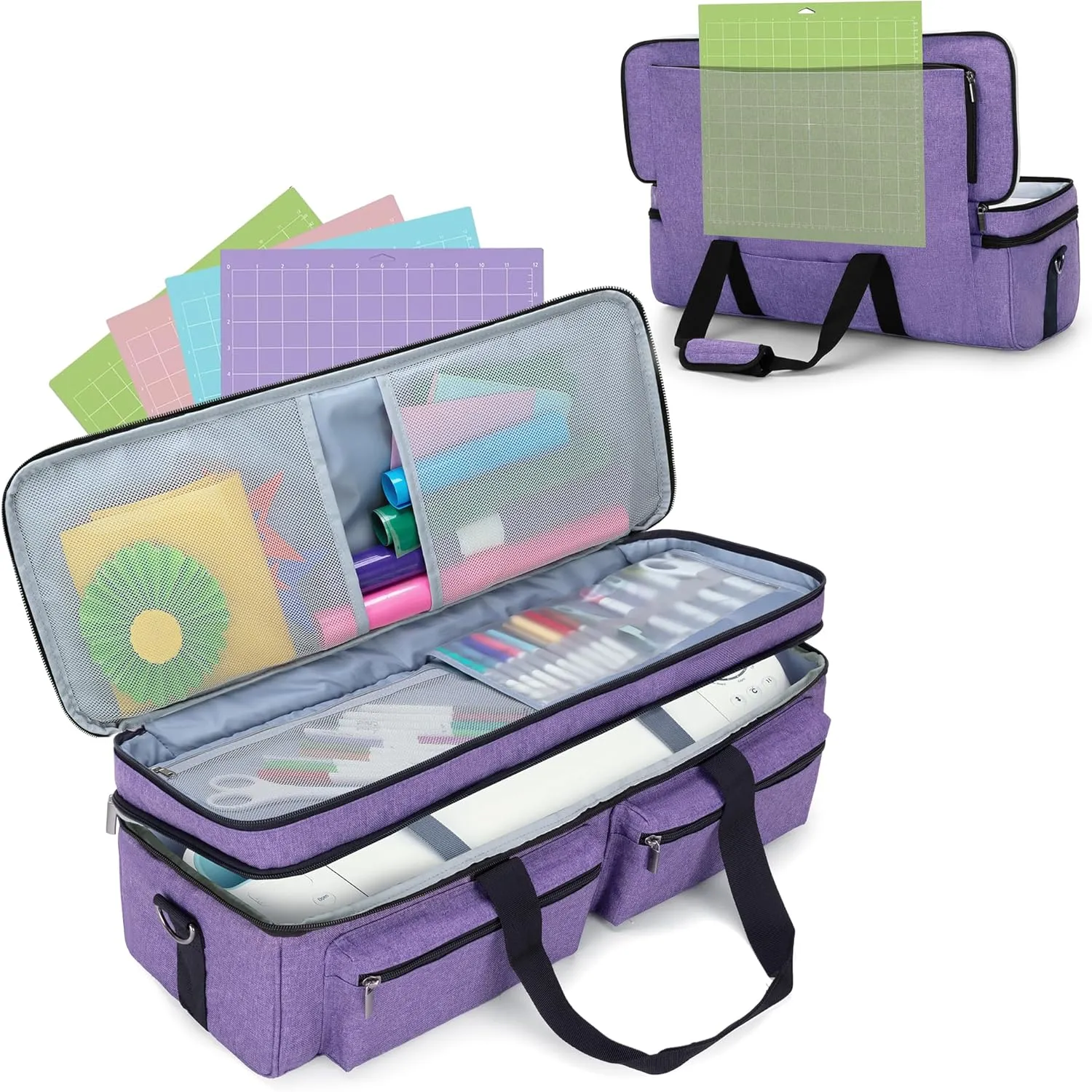 LUXJA Double-Layer Bag with Cutting Mat Pocket for Cricut Explore Air (Air2) and Maker, Carrying Bag Compatible with Cricut Die-Cut Machine and Supplies (Bag Only, Patent Design), Purple