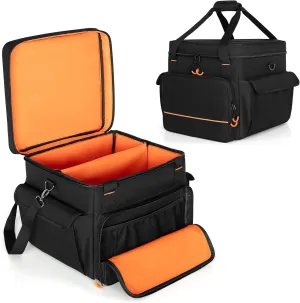 LUXJA Padded Bag For 2 Effect Lights or Moving Head Lights, Effect Light Bag with Inner Divider and Accessory Pockets, Black