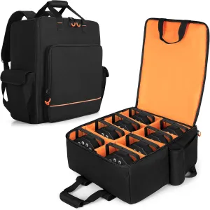 LUXJA Padded Par Light Bag (Backpack) Fits 8 Par Lights, Par Lights Case with Inner Divider and Accessory Pockets, Black
